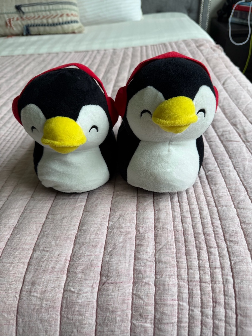 Black White Yellow Penguin Kids Slippers - Toddler 9-12